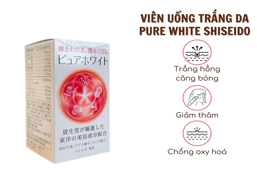 viên uống trắng da Shiseido Pure White vừa làm đẹp từ bên trong vừa hỗ trợ về mặt sức khỏe cho người dùng