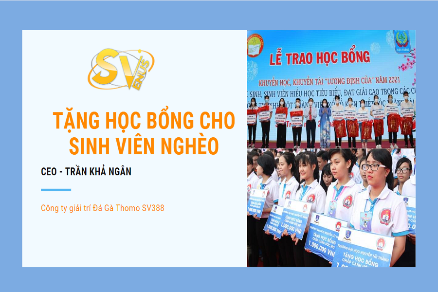 Trần Thu Ngân – CEO Đá Gà Thomo SV388 tặng học bổng cho sinh viên