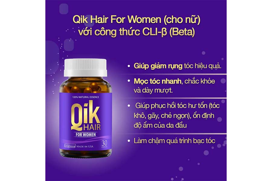 Một số công dụng nổi bật của viên uống QIK Hair cho nữ